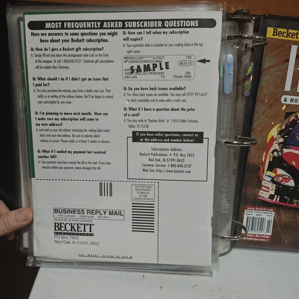 Vintage Beckett Racing Magazine January 2001 Near Mint Protective Sleeved